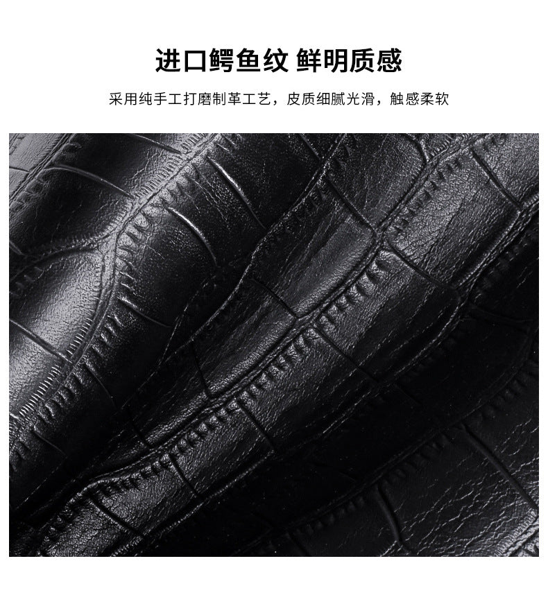 Men's Briefcase Handbag Cowhide Genuine Leather Computer Bag Business Large Capacity Fashion Crocodile Crest Handbag for Men