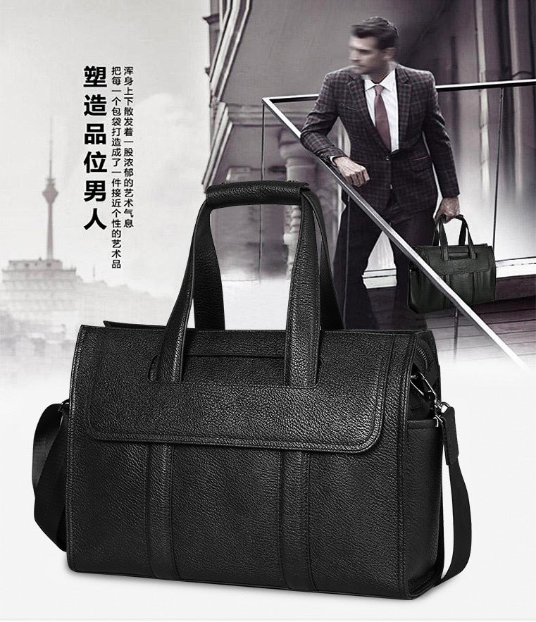Men's Briefcase Genuine Cowhide Leather Computer Bag Business Large Capacity Handbag Crossbody Bag