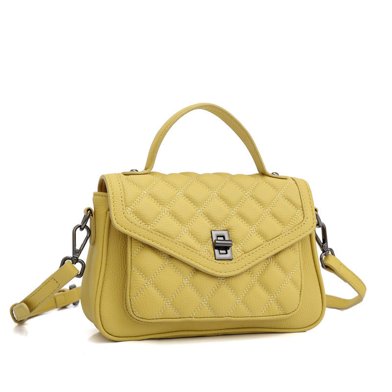 Small square bag French temperament rhombus lattice handbags shoulder bag cowhide women bag