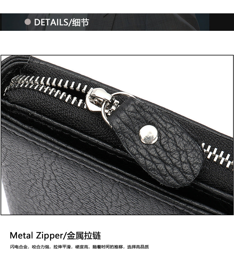 Men's long wallet made of cowhide genuine leather business simple card holder clutch bag men's wallet
