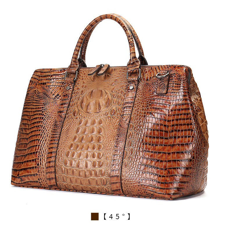 Men's Handbag Crocodile Crest Cow Leather Unisex Travel Bag Short Distance Business Luggage Bag