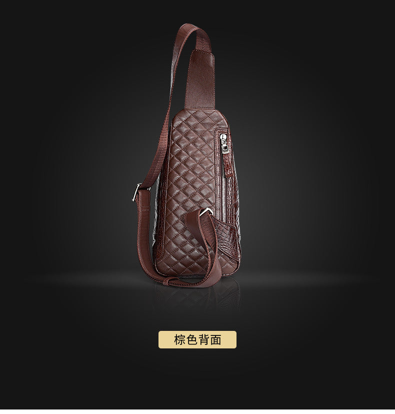 Crocodile bone skin bust bag genuine leather men's bag casual luxury crossbody bag
