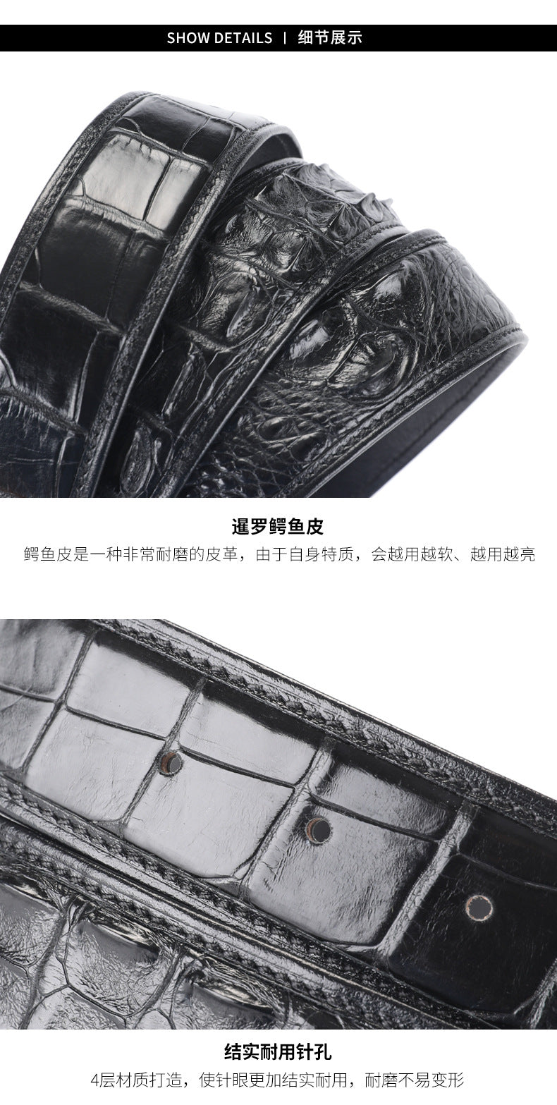 Crocodile Skin Men's Belt Fashion Plate Buckle Genuine Leather Men's Belt