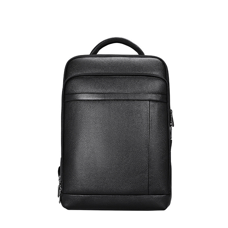 Men's backpack, cowhide, genuine leather, business fingerprint lock, large capacity school bag, computer bag