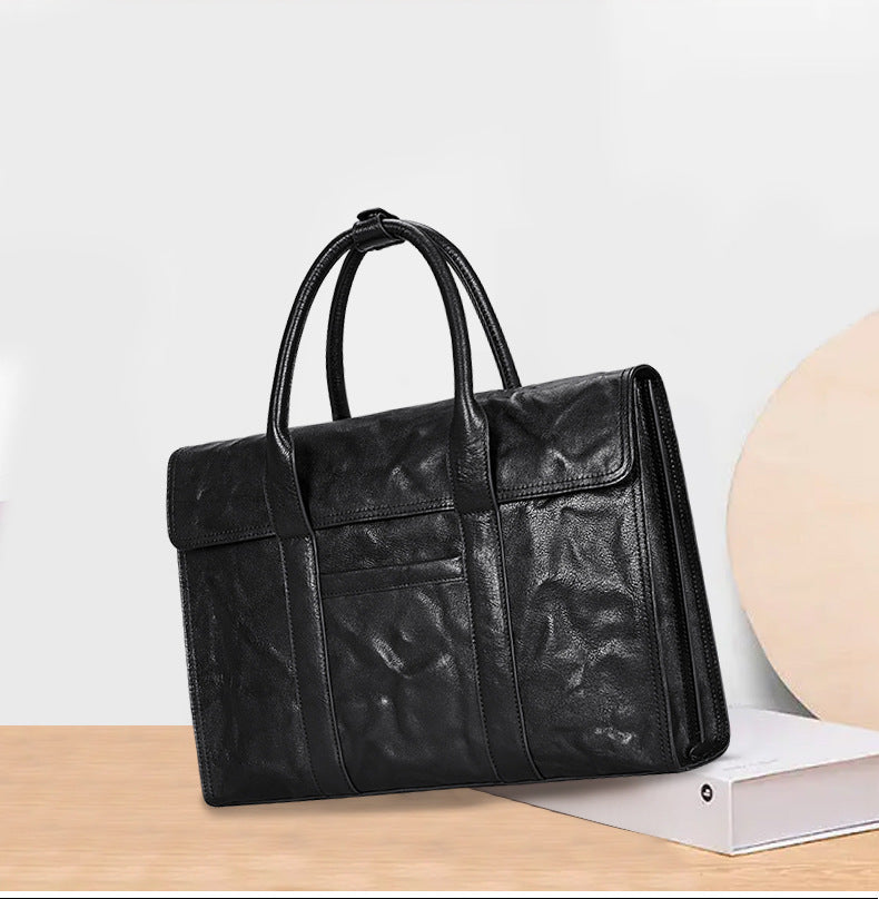 Men's handbag, genuine cowhide leather, high quality, large capacity, briefcase, handbag for men