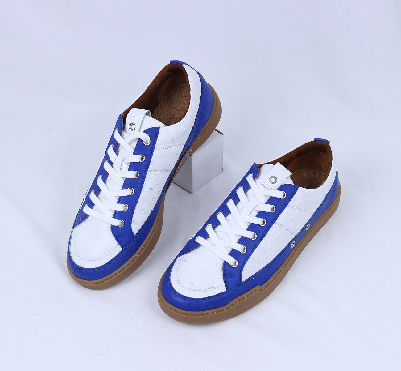South African Ostrich Skin Genuine Leather Men's Sneakers Sports Casual Shoes Flat Bottom Shoes