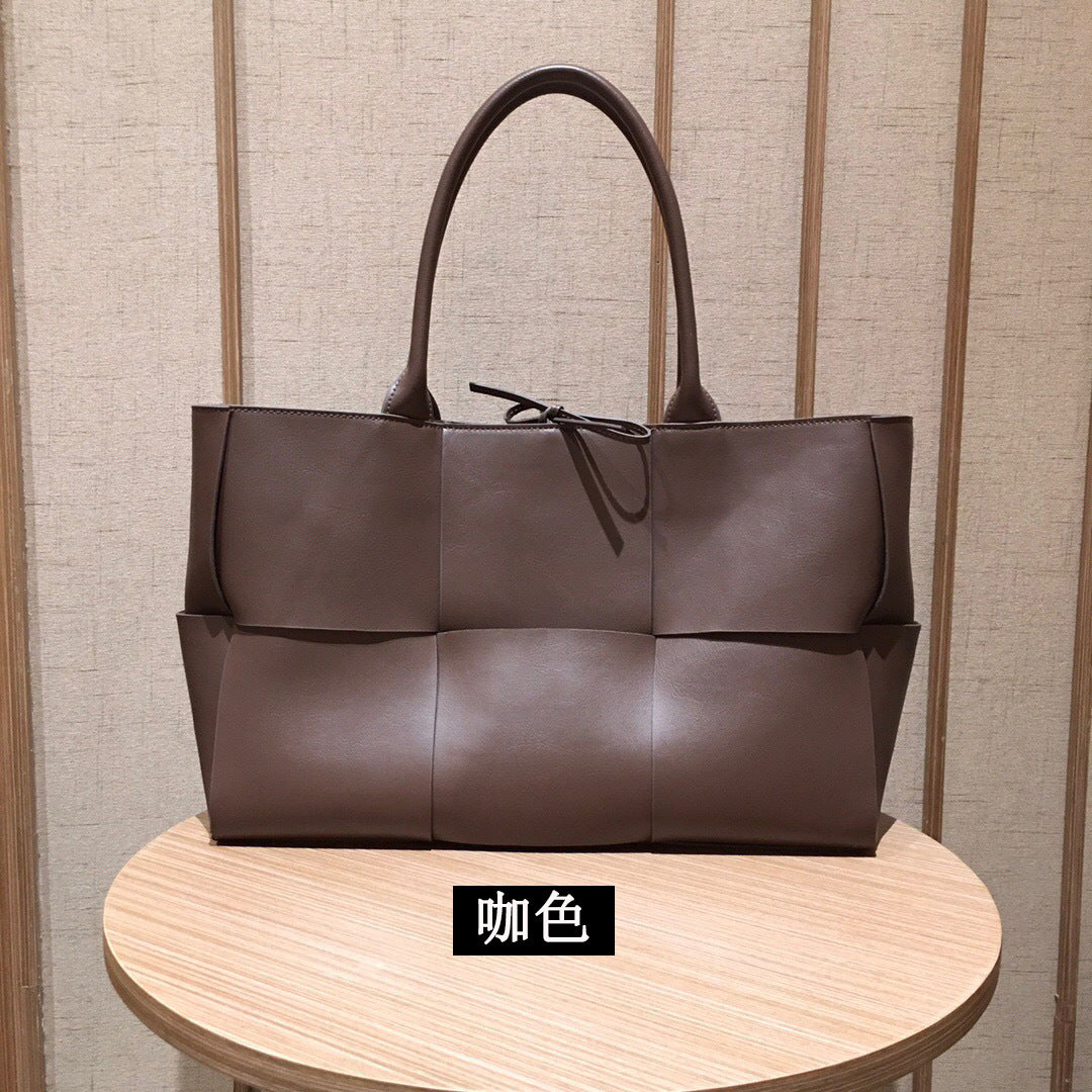 Women's Handbag Genuine Leather Tote Bag Large Capacity Shoulder Bag Crossbody Back String Tape Fashion