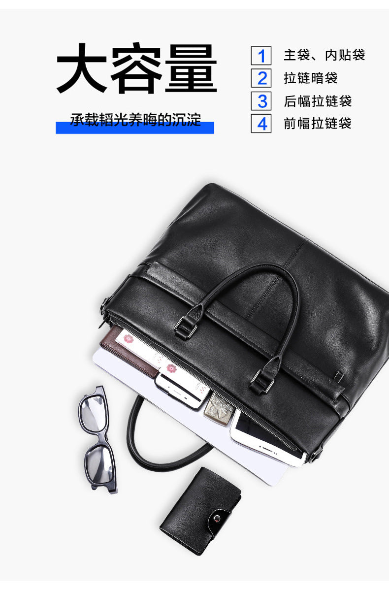 Men's Handbag Genuine Cowhide Leather Computer Bag Business Large Capacity Briefcase Crossbody Bag