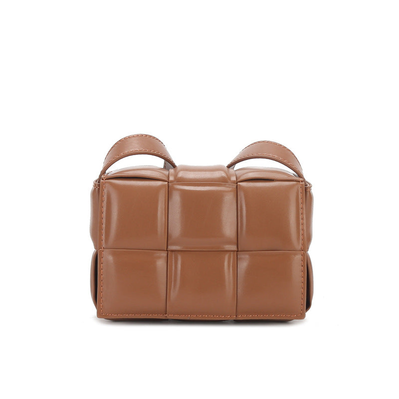 Women's Genuine Leather Retro Knitting Bag Mini Bag Shoulder Bag Crossbody Small Square Bag