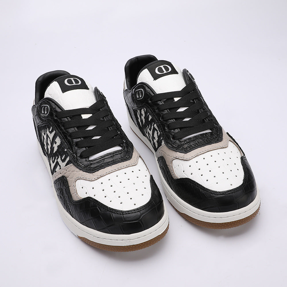 Crocodile Skin Genuine Leather Men's Sneakers Fashion Casual Shoes Rubber Sole Excellent Breathability Men's Shoes