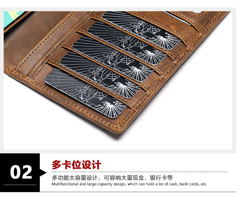 Men's long wallet handmade retro clutch bag coin holder wallet for men