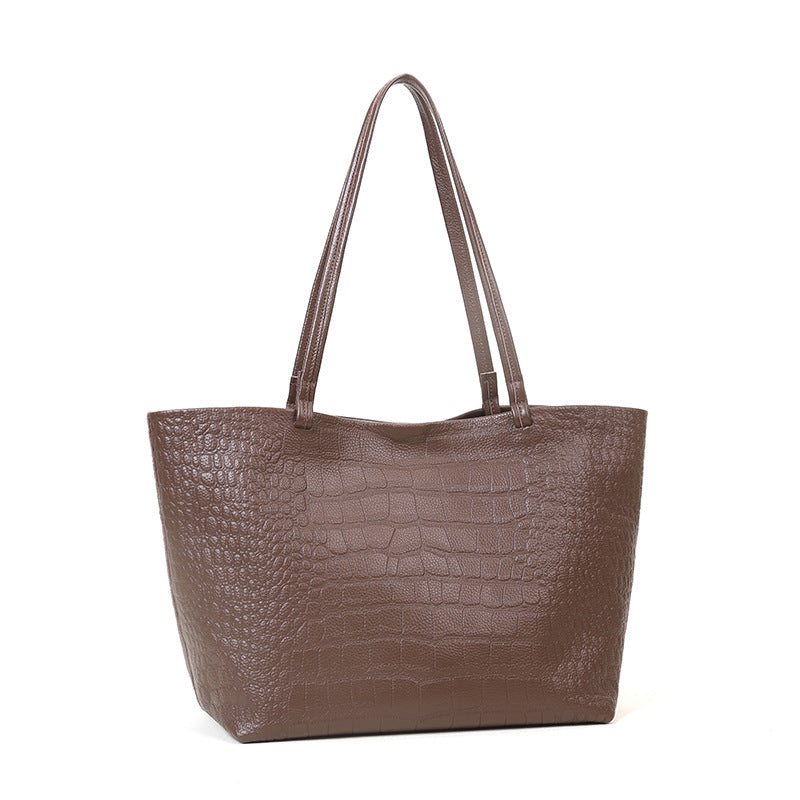 Large Capacity Simple Stone Pattern Bag Women Tote Bag Commuting Casual Shoulder Bag Crossbody Bag