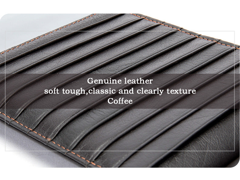 Men's long wallet made of genuine cowhide leather large capacity clutch bag Korean fashion unique zipper men's wallet