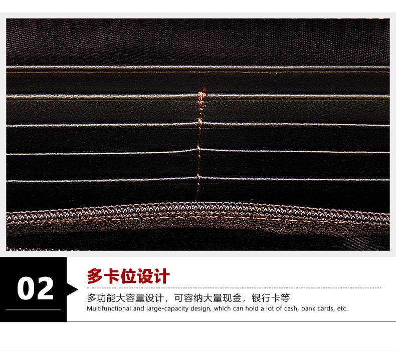 Men's long wallet card holder RFID anti-theft brush cowhide genuine leather zipper men's wallet