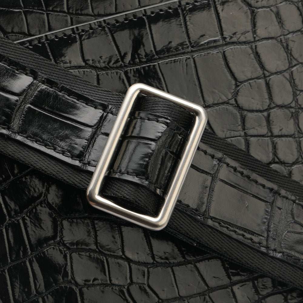 Siamese Crocodile Belly Skin Genuine Leather Cambridge Bag Men's Simple Commuting Casual Crossbody Shoulder Bag