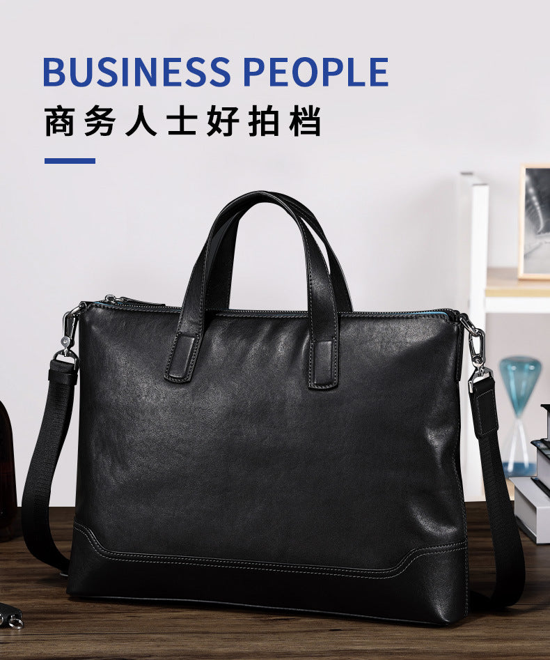 Men's handbag, genuine cowhide leather handbag, computer bag, high quality business briefcase