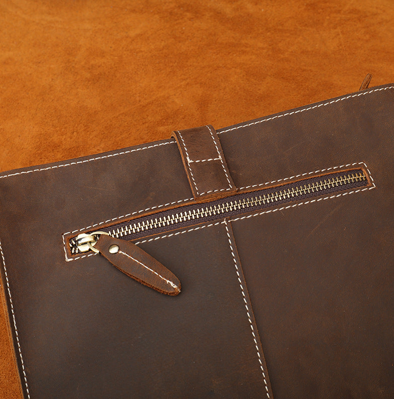 Men's Wallet Genuine Cowhide Leather Retro Crossbody Shoulder Bag Multifunctional Large Capacity Clutch Bag Men's Wallet
