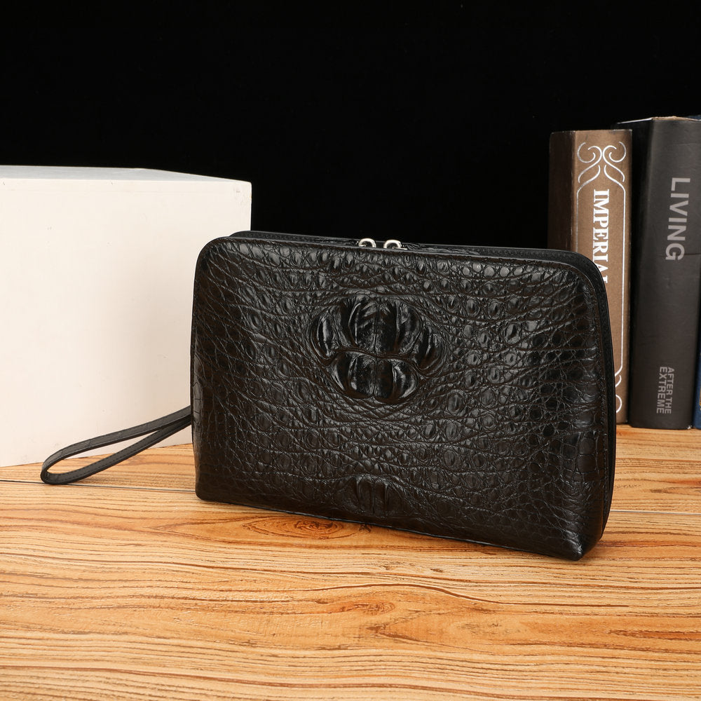 Crocodile bone skin men's handbag genuine leather business casual men's bag