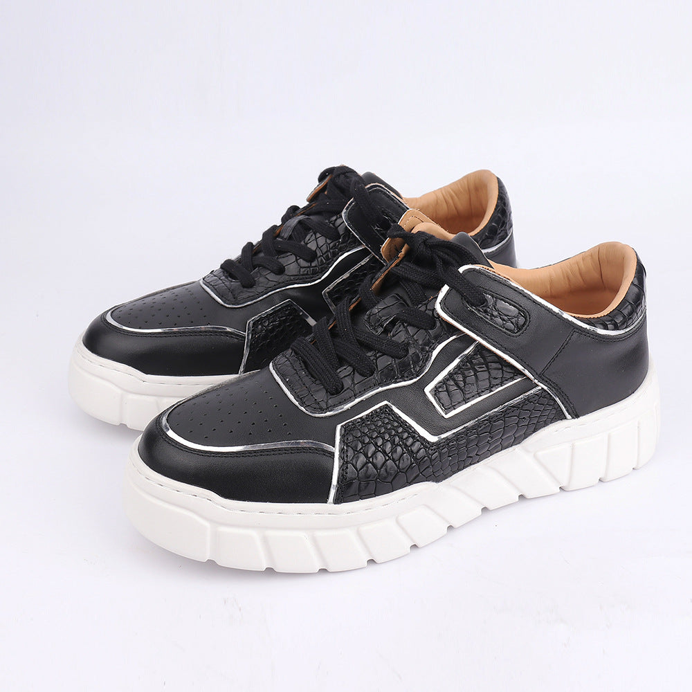 2023 New Crocodile Belly Skin Men's Casual Shoes Excellent Breathability Fashion Platform Men's Shoes