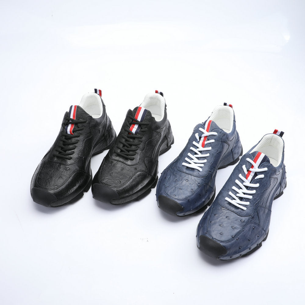 2023 New Ostrich Skin Men's Shoes Genuine Leather Luxury Fashion Casual Sports Shoes