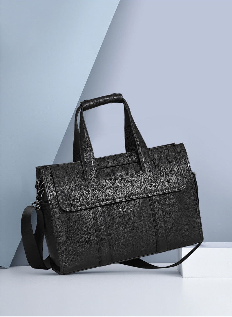 Men's briefcase genuine cowhide leather handbag computer bag business large capacity handbag