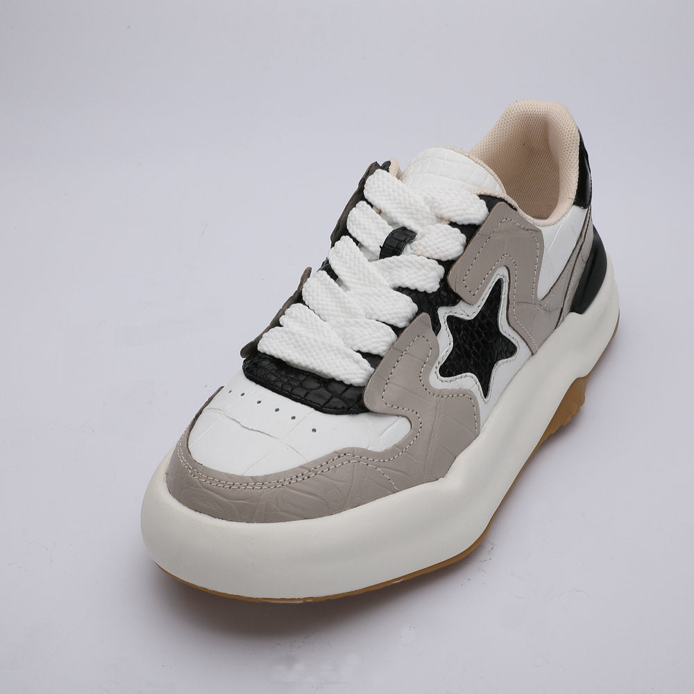 Men's Crocodile Belly Skin Casual Shoes, Genuine Leather, Fashion, Thick Sole, Anti-Slip Sneakers, Men's Sports Shoes