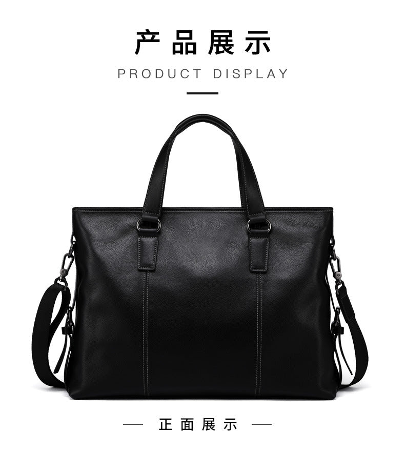 Men's Handbag Genuine Cowhide Leather Computer Bag Casual Business Briefcase Crossbody Bag