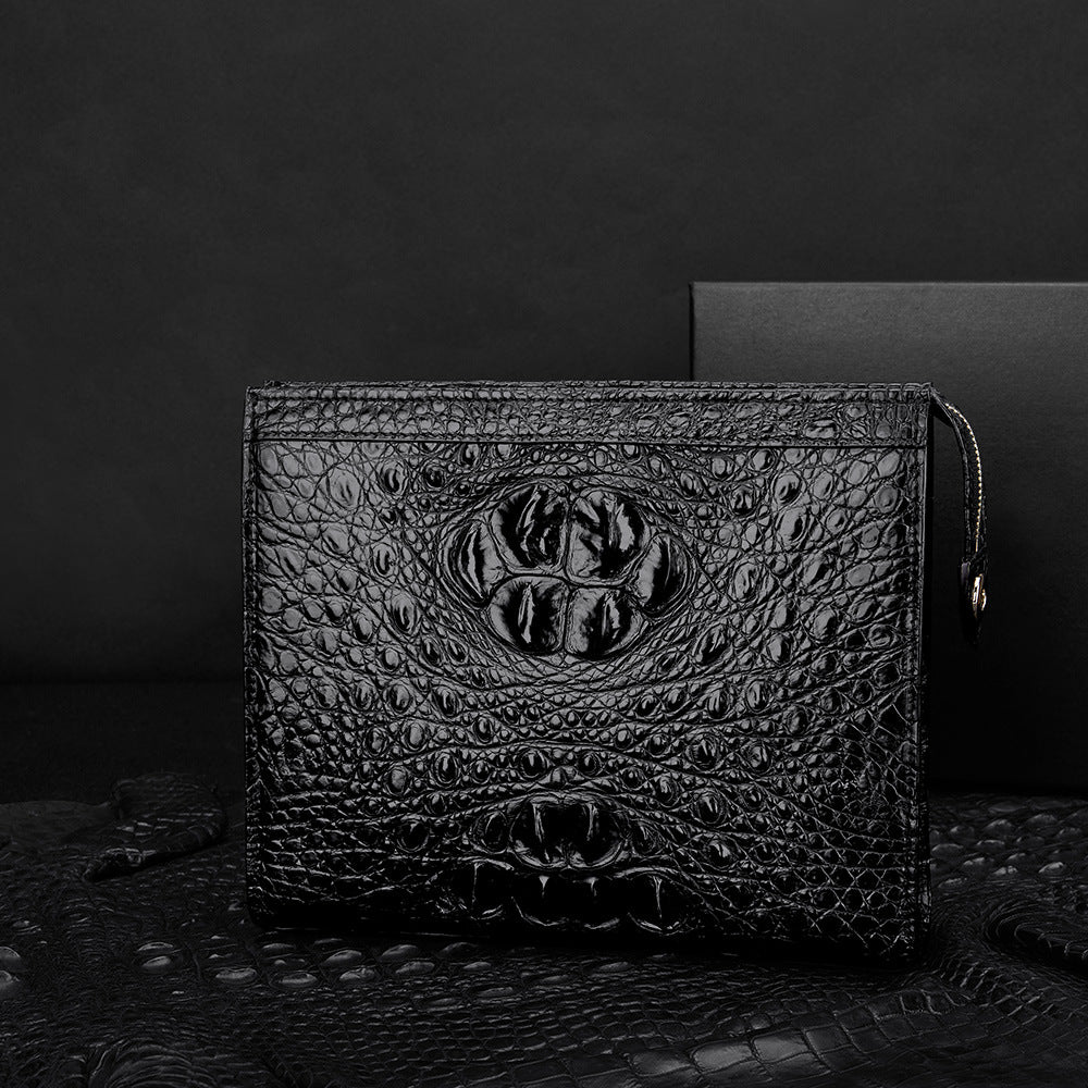 Siamese crocodile skin men's handbag genuine leather large capacity casual business men's bag