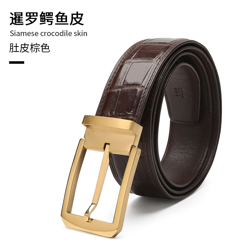 Siamese Crocodile Skin Men's Belt Genuine Leather Business Casual Width 3.8cm Men's Belt