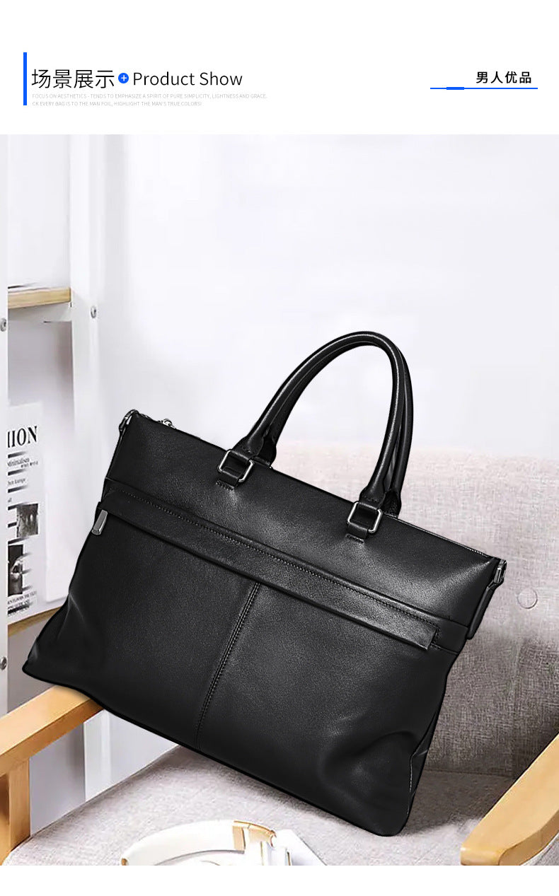 Men's Handbag Genuine Cowhide Leather Computer Bag Business Large Capacity Briefcase Crossbody Bag
