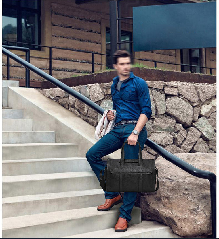 Men's Briefcase Genuine Cowhide Leather Computer Bag Business Large Capacity Handbag Crossbody Bag