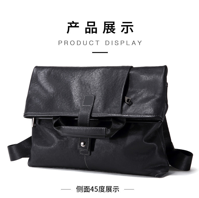 Men's shoulder bag, genuine cowhide leather, multi-functional handbag, business crossbody bag