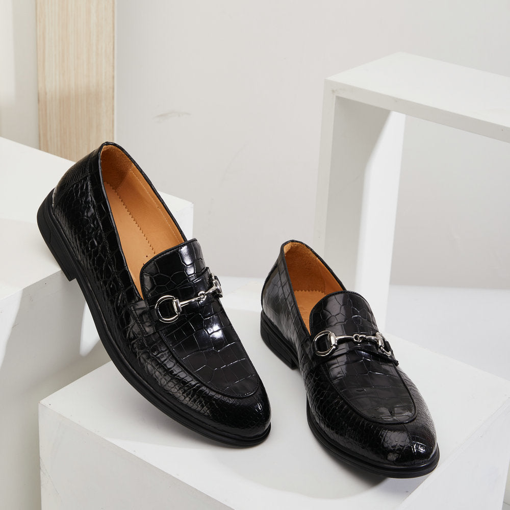 Crocodile Belly Skin Genuine Leather Men's Leather Shoes Rubber Sole Moccasins Fashion Casual Business Shoes
