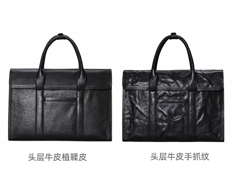 Men's handbag, genuine cowhide leather, high quality, large capacity, briefcase, handbag for men