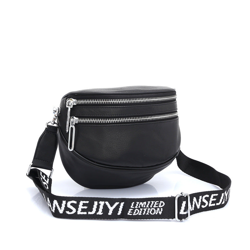 Zipper Fashion Cowhide Shoulder Bag Genuine Leather Women Bags Shoulder Bag Goes With Anything