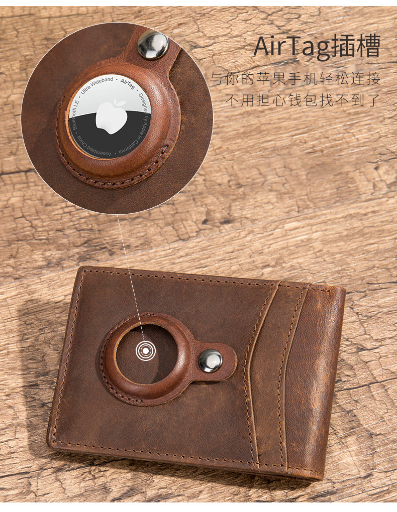 Men's wallet cowhide genuine leather retro business card holder card bag for men