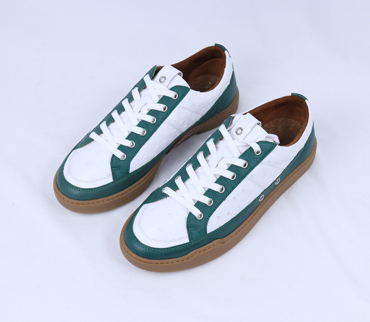 South African Ostrich Skin Genuine Leather Men's Sneakers Sports Casual Shoes Flat Bottom Shoes