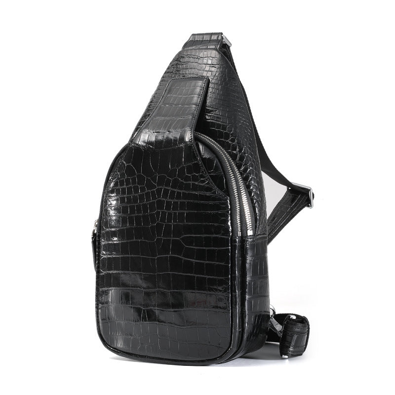 New Thai Siamese Crocodile Skin Men's Bust Bag Genuine Leather High Quality Casual Fashion Crossbody Shoulder Bag