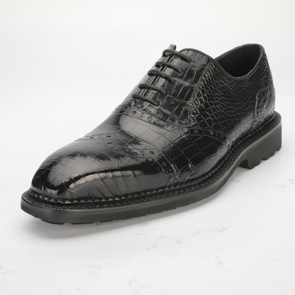 New Crocodile Skin Genuine Leather Men's Leather Shoes Rubber Sole Business Shoes