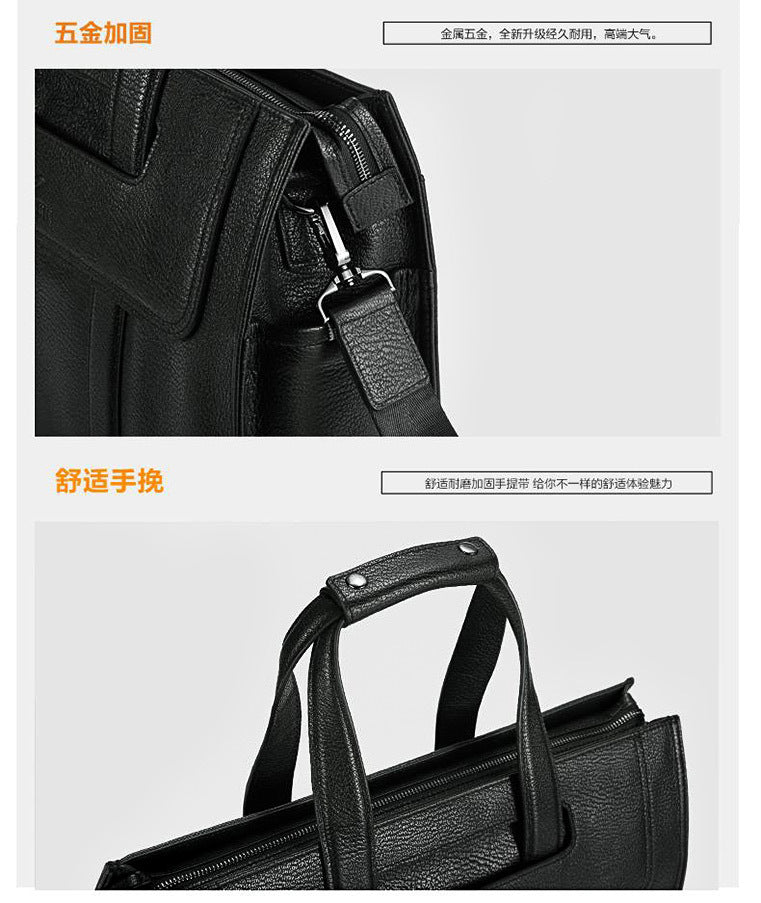 Men's Briefcase Genuine Cowhide Leather Computer Bag Business Large Capacity Handbag Crossbody Bag