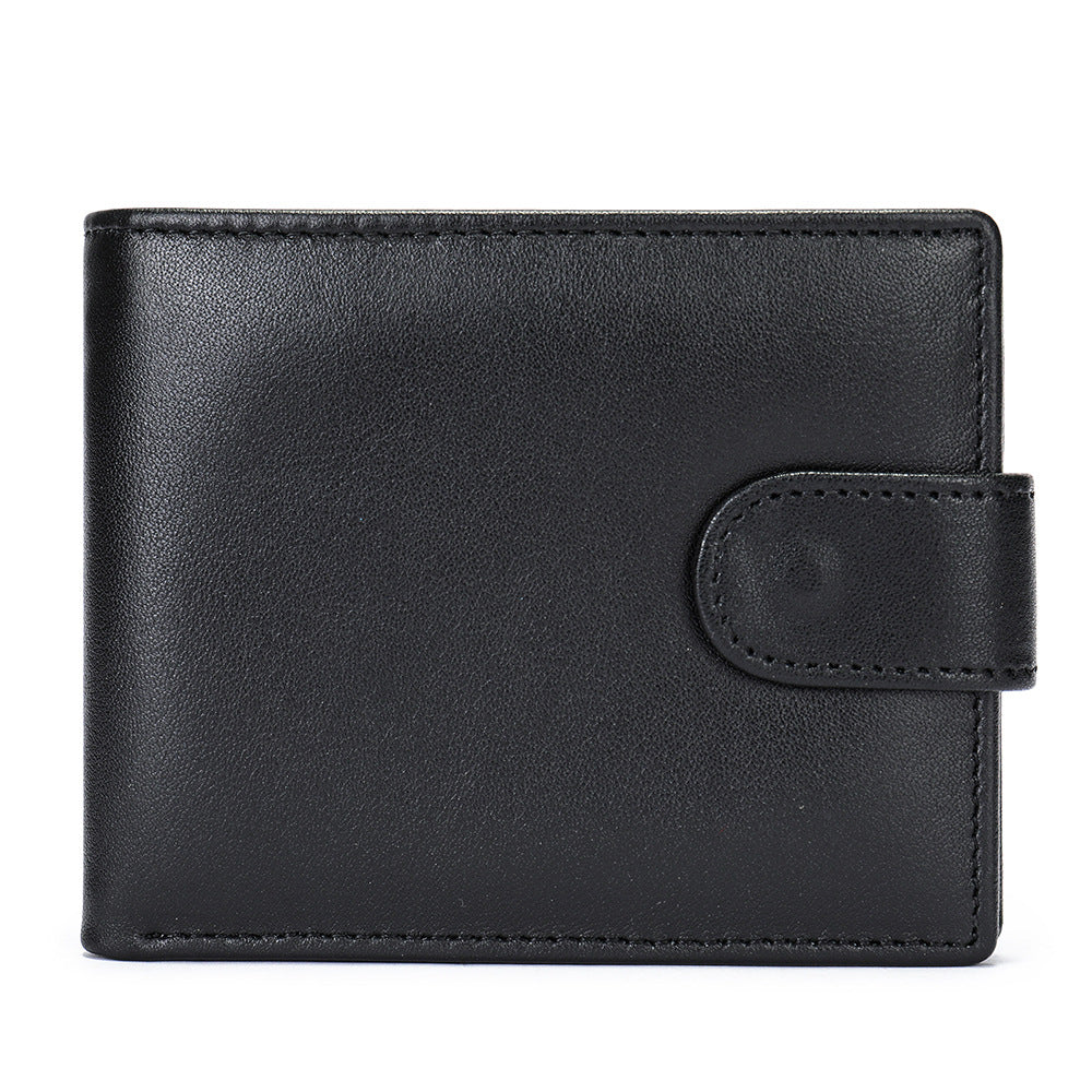 Men's short wallet cowhide RFID card holder business large capacity clutch bag retro wallet