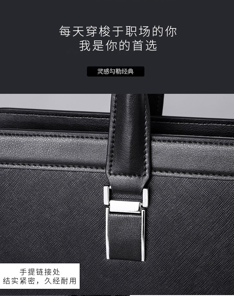 Men's handbag cowhide genuine leather computer bag large capacity business briefcase