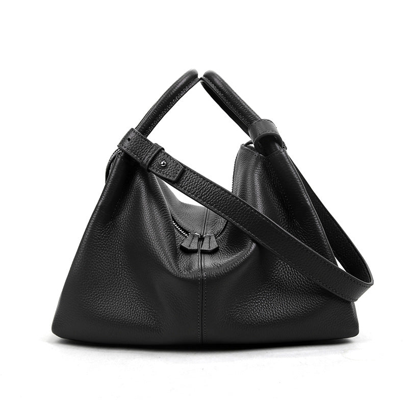 Ladies tote bag genuine leather bag large capacity simple commuter bag zipper handbag crossbody bag