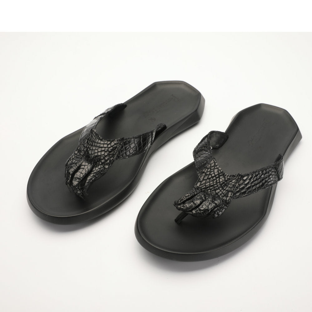 Crocodile Skin Claw Genuine Leather Slip Flop Summer Fashion Outdoor Anti-Slip Men's Slippers Men Sandals