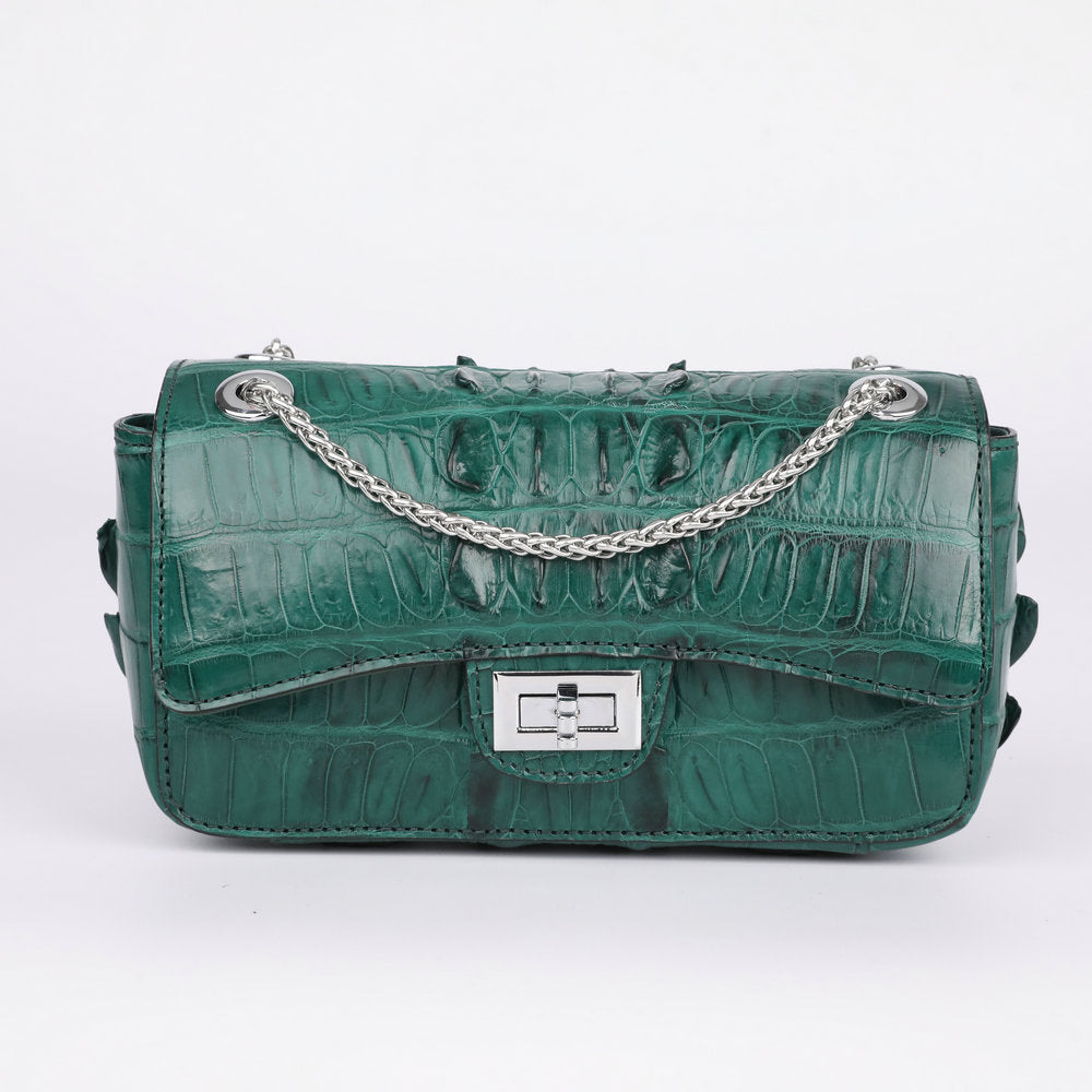 Trumpet Women's Chain Bag Siamese Crocodile Leather Crossbody Bag