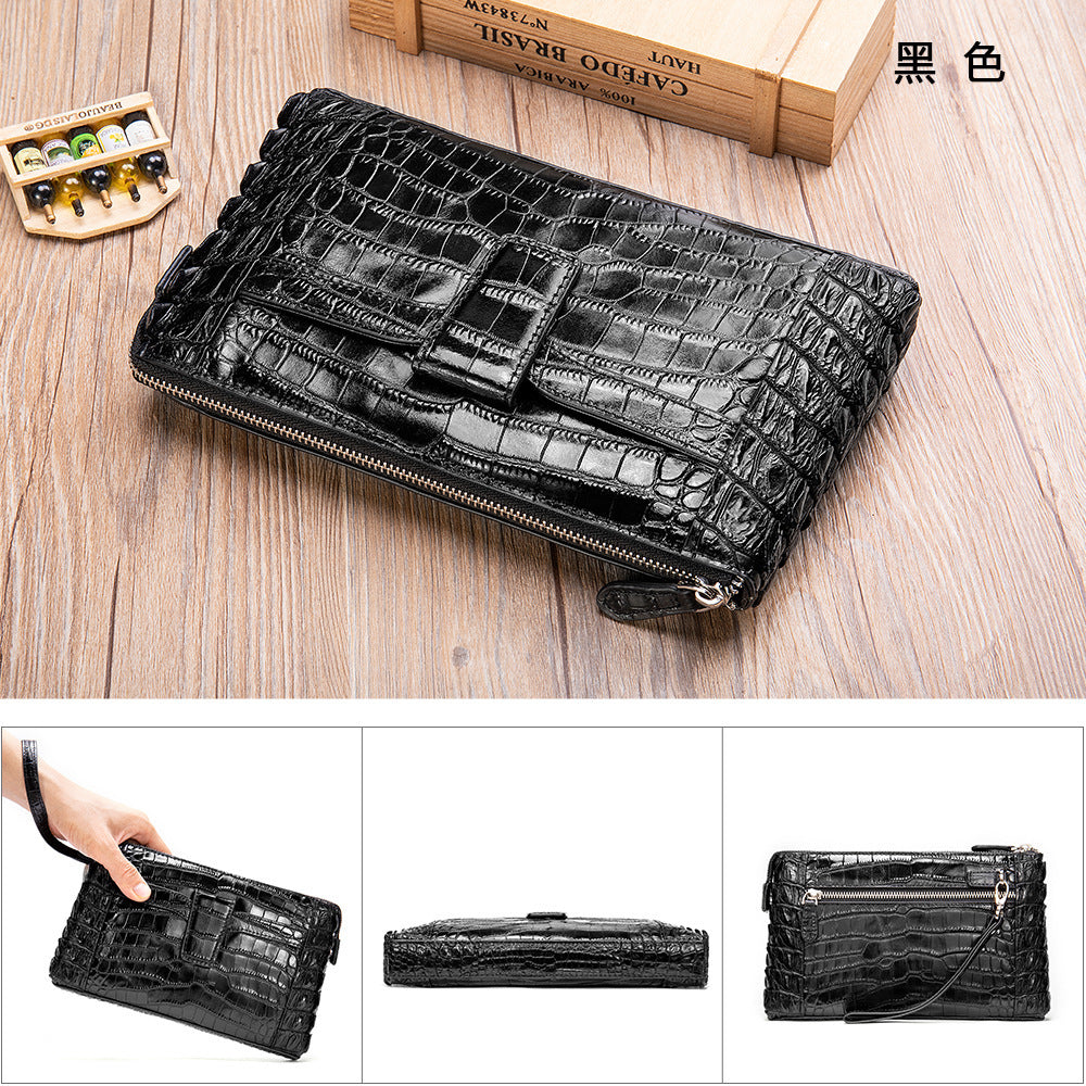 Men's Wallet Cow Leather Crocodile Crest Fashion Clutch Bag Smartphone Coin Card Holder Men's Wallet