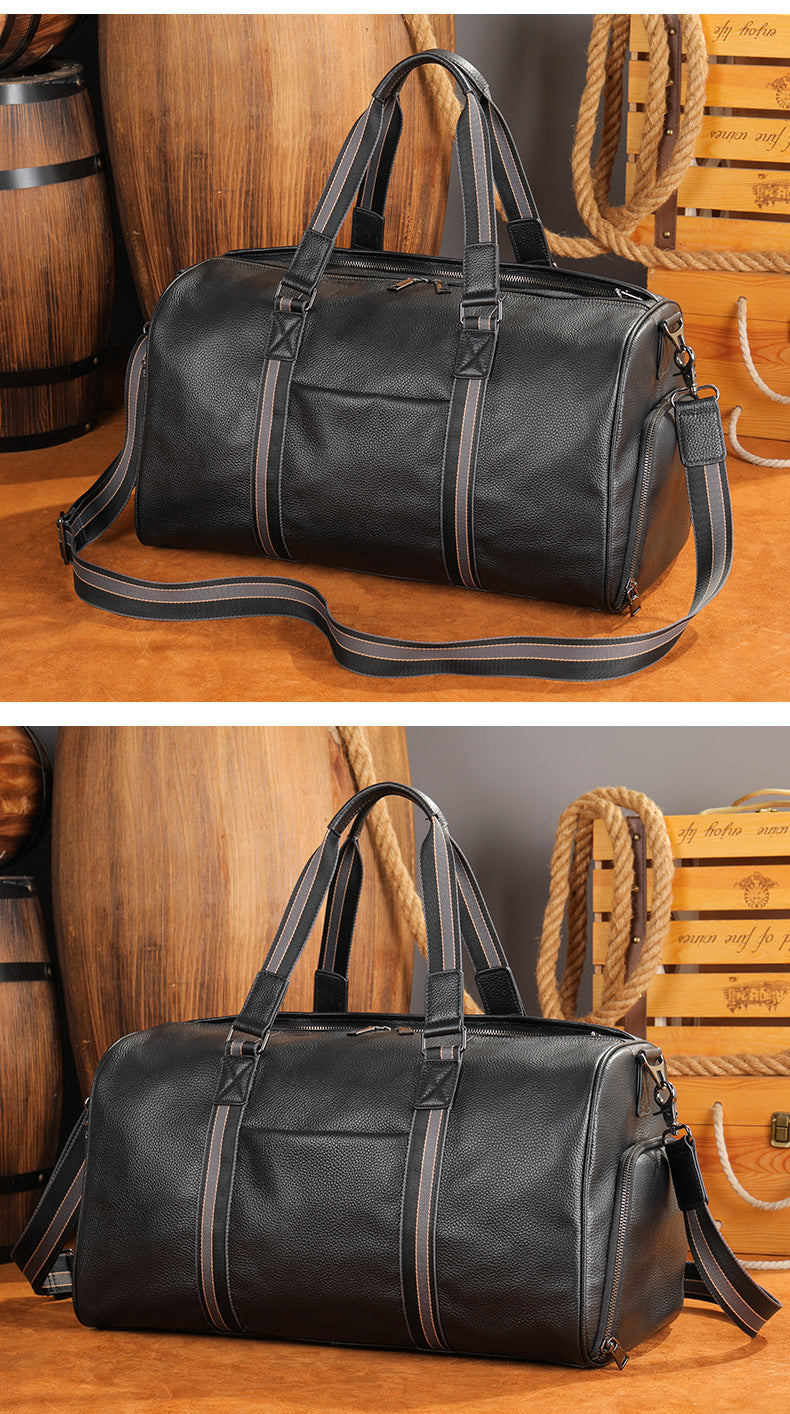Men's travel bag Dry and wet separation cowhide genuine leather short distance business trip handbag handbag fitness travel bag large capacity men's luggage bag