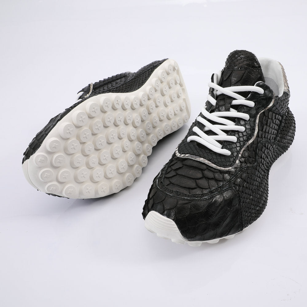 Python Skin Genuine Leather Men's Sneakers Sports Casual Shoes Fashion In Heels Men Shoes
