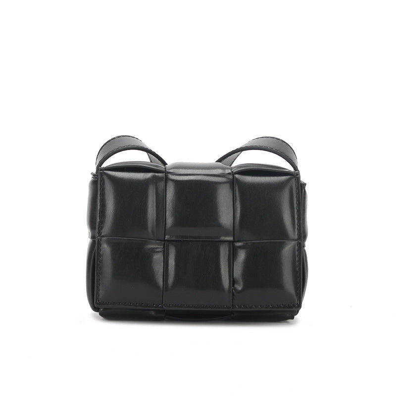 Women's Genuine Leather Retro Knitting Bag Mini Bag Shoulder Bag Crossbody Small Square Bag