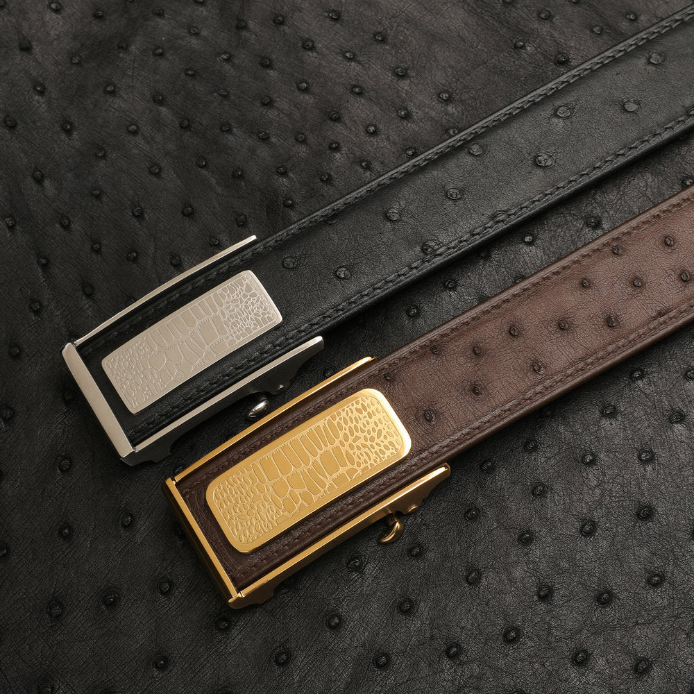 Men's Belt Automatic Buckle Ostrich Skin Genuine Leather Business Casual Men Belt